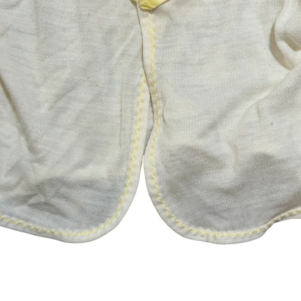 Vintage Carters Layette Baby Cardigan White Yellow Smocked Embroidered Knit